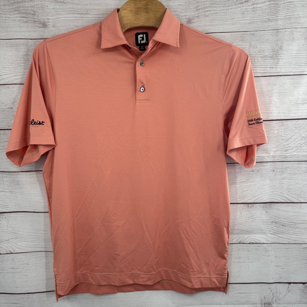 FootJoy Titleist PGA California Golf Polo Shirt Mens Large Striped Short Sleeve‎
